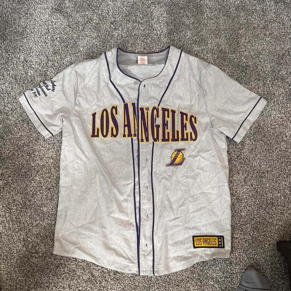 Ultra Game Los Angeles Lakers Grey Baseball Jersey